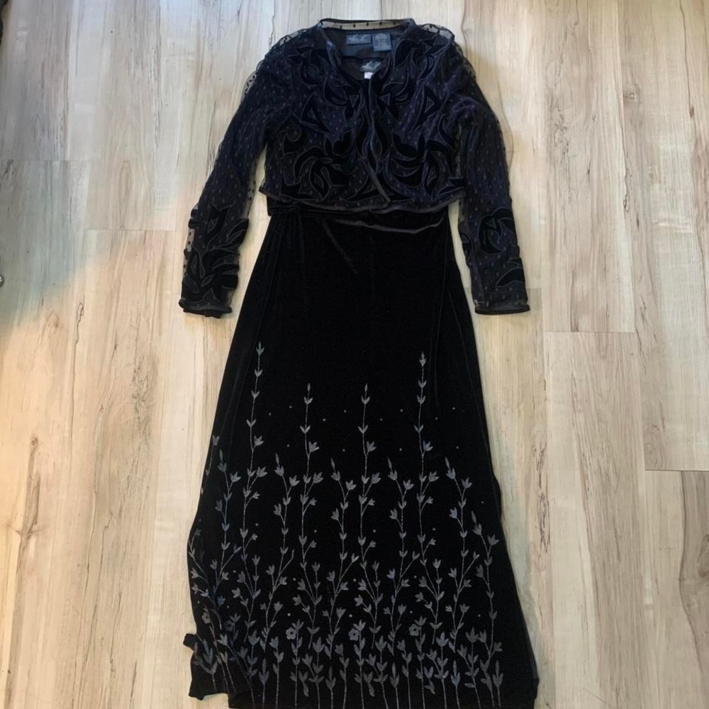 Vintage 1990s black velvet maxi dress
